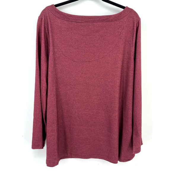 Farmers Market Wine Red Floral Print Shirt Womens Plus SIze 3X Long Sleeve - Picture 3 of 7